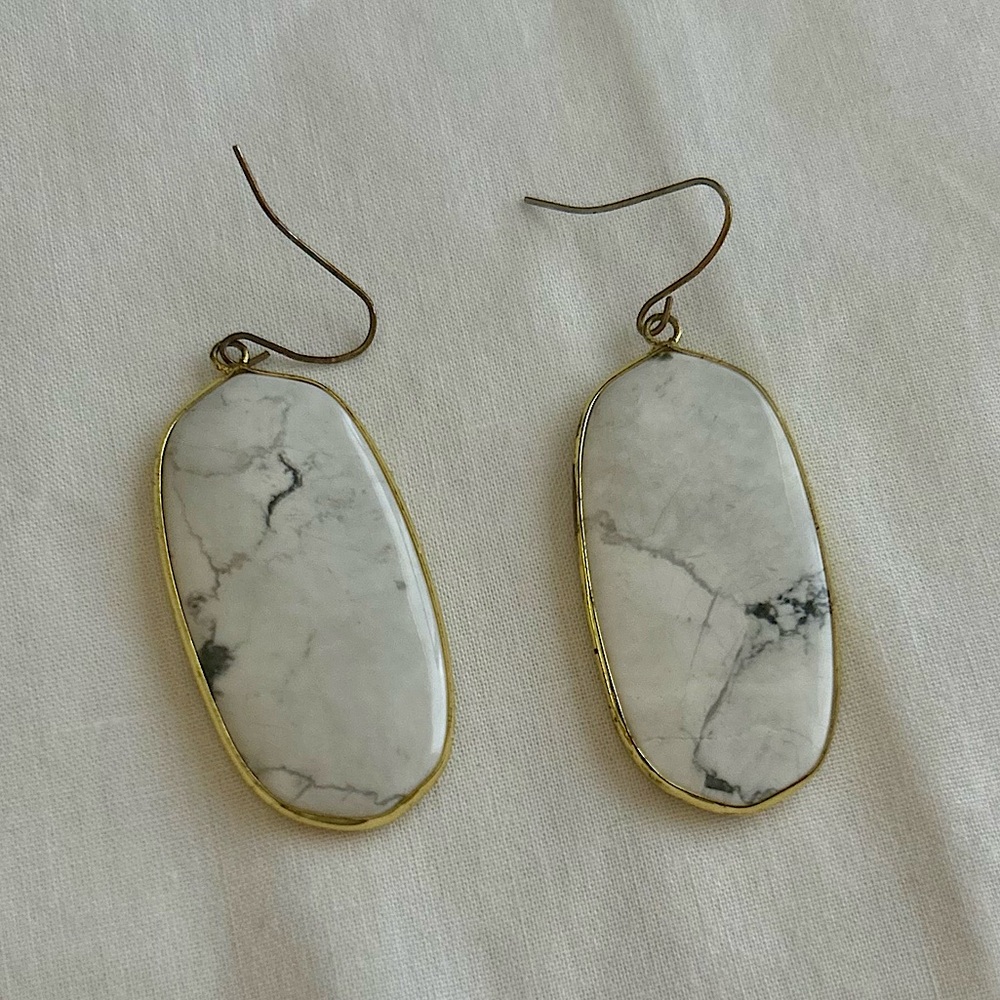 Black/White/Gold Marble Drop Earring 🖤🤍💛